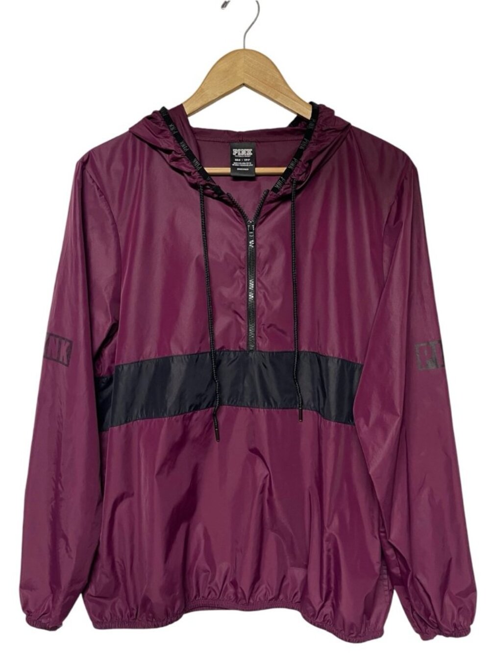 PINK Victoria's Secret 2014 Maroon and Black Utility Anorak Women’s XS Small